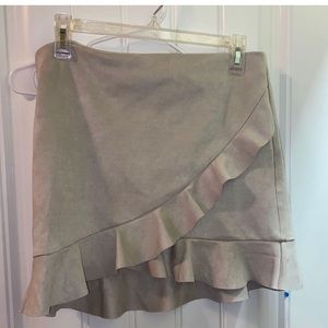 Suede Cream Mini Skirt